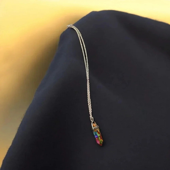 Blossom Boutique Jewelry - Colorful Pendant Silver Plated Chain Necklace